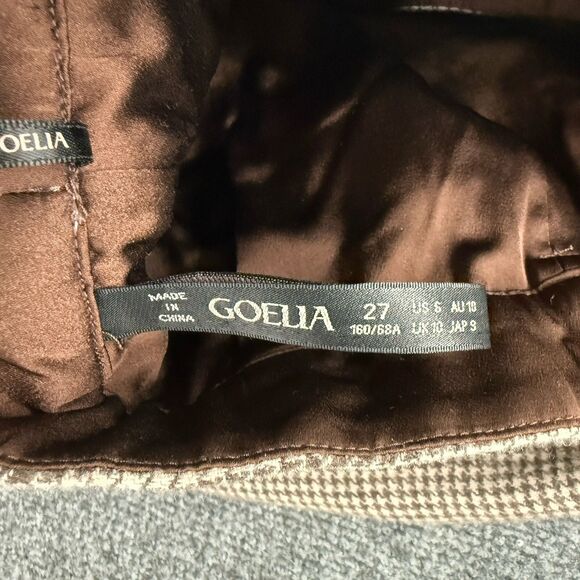 Goelia Dress Pants Womens 6 Brown Wool Mid Rise Wide Leg Office Ladies Career - Picture 6 of 10